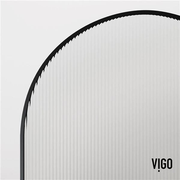 VIGO Arden 34 in. W x 78 in. H Framed Fixed Shower Screen in Matte Black with Fluted Glass