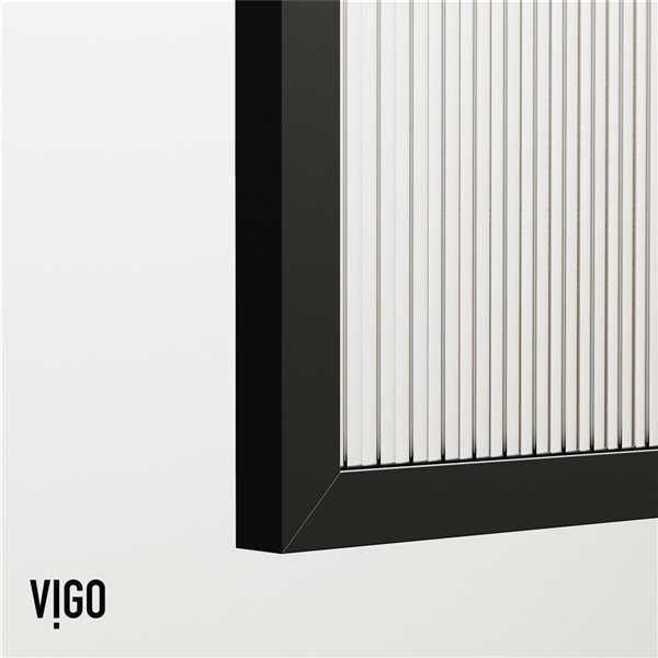 VIGO Meridian 34 in. W x 74 in. H Framed Fixed Shower Screen in Matte Black with Fluted Glass