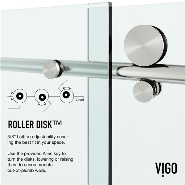 VIGO Elan E-Class 34 in. L x 46 in. W x 76 in. H Frameless Sliding Shower Enclosure in Stainless Steel with Clear Glass