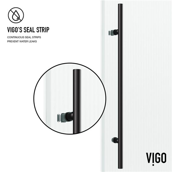 VIGO Elan E-Class 56 to 60 in. W x 76 in. H Frameless Sliding Shower Door in Matte Black with Fluted Glass and Handle