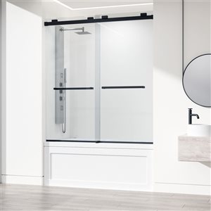 VIGO Houston Frameless Sliding Tub Door in Matte Black