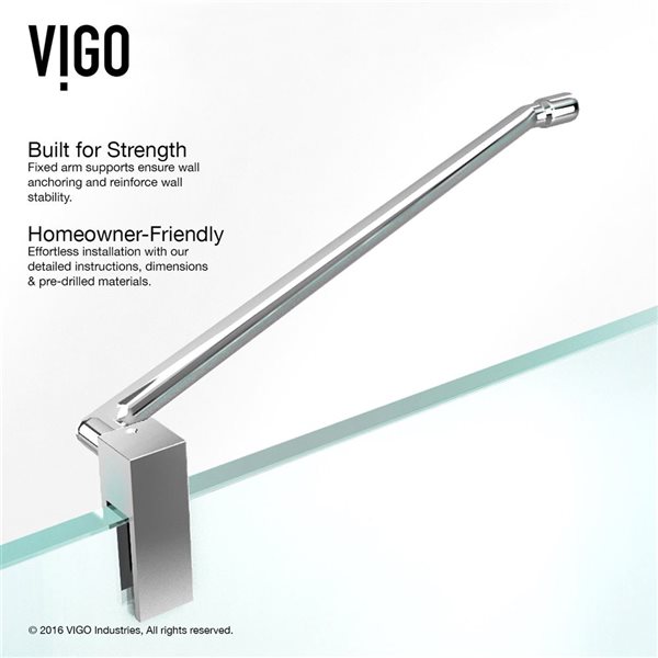 VIGO Monteray 30 in. W x 73 in. H Frameless Hinged Shower Enclosure in Chrome with Clear Glass and Handle