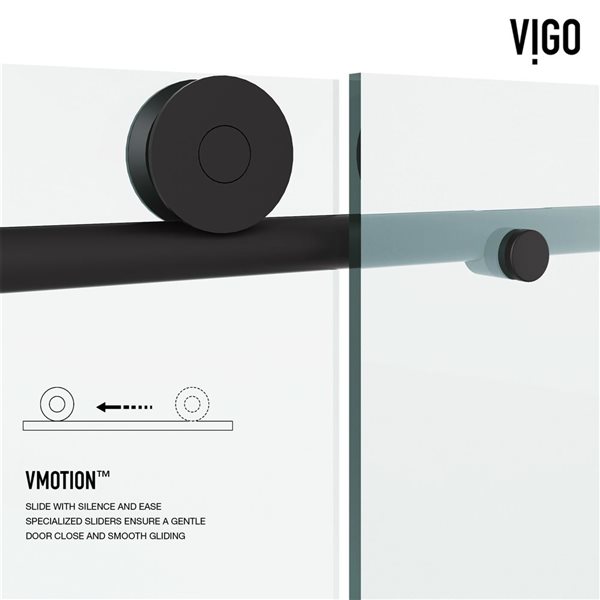 VIGO Elan&nbsp;56 to 60-in W x&nbsp;66-in H Frameless Matte Black Sliding Tub Door with Clear Glass and Handle