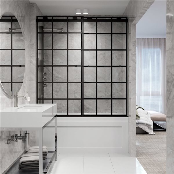 VIGO Houston Frameless Sliding Tub Door in Matte Black