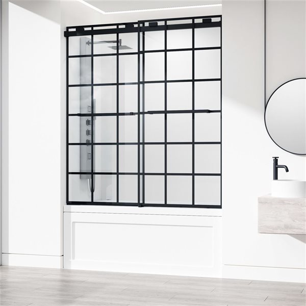 VIGO Houston Frameless Sliding Tub Door in Matte Black