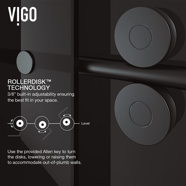 VIGO Elan 68 to 72 in. W x 74 in. H Frameless Sliding Shower Door in Matte Black with Clear Glass and Handle