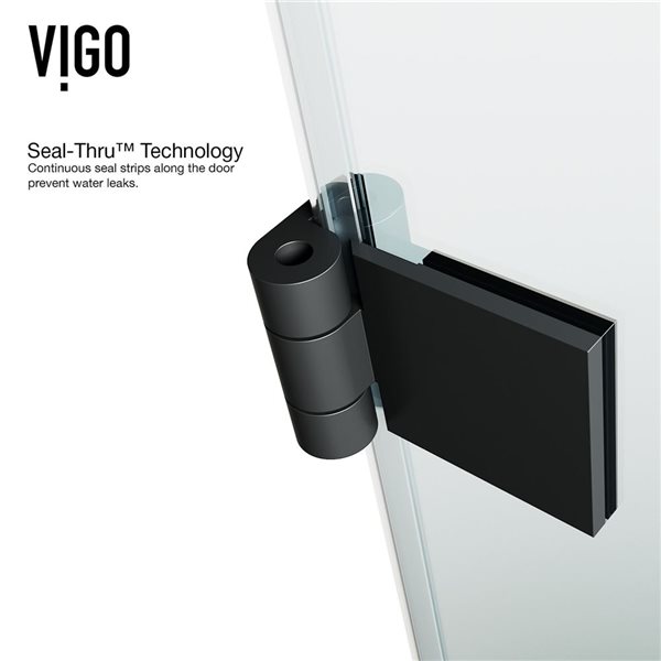 VIGO Rialto&nbsp;34-in W x&nbsp;58-in H Frameless Matte Black Hinged Tub Door with Clear Glass and Handle
