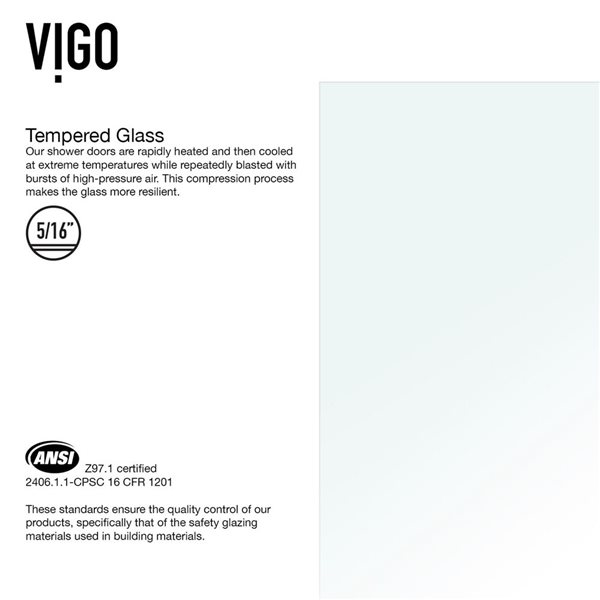 VIGO Rialto&nbsp;34-in W x&nbsp;58-in H Frameless Matte Black Hinged Tub Door with Clear Glass and Handle