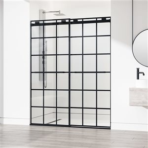 VIGO Houston 56 to 60 in. W x 76 in. H Frameless Sliding Shower Door in Matte Black with Clear Glass and Handle