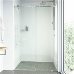 VIGO Elan E-Class 60 to 64 in. W x 76 in. H Frameless Sliding Shower Door in Chrome with Clear Glass and Handle