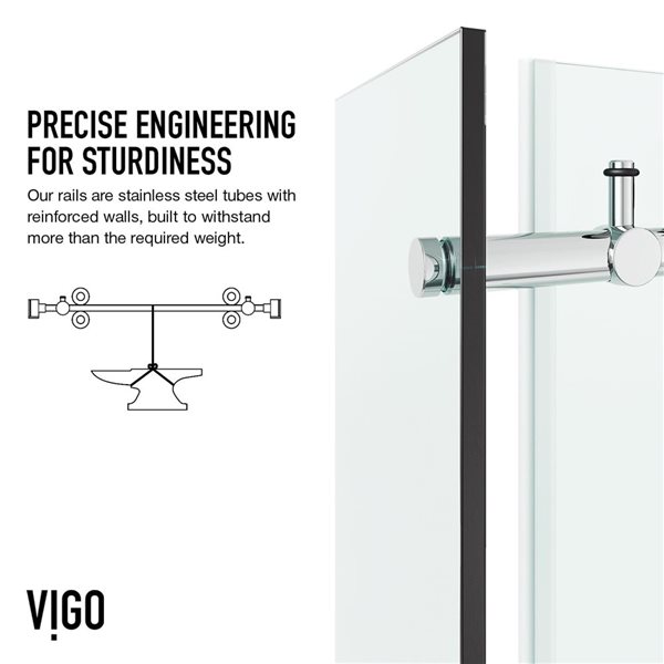 VIGO Elan E-Class 34 in. L x 46 in. W x 76 in. H Frameless Sliding Shower Enclosure in Chrome with Clear Glass and Handle