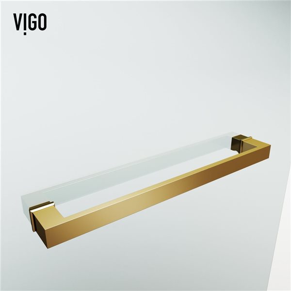 VIGO Rialto&nbsp;34-in W x&nbsp;58-in H Frameless Matte Brushed Gold Hinged Tub Door with Clear Glass and Handle