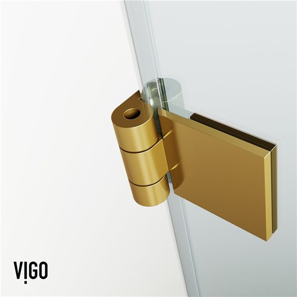 VIGO Rialto&nbsp;34-in W x&nbsp;58-in H Frameless Matte Brushed Gold Hinged Tub Door with Clear Glass and Handle