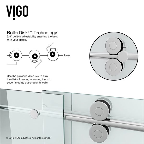 VIGO Winslow 34 in. L x 58 in. W x 74 in. H Frameless Sliding Shower Enclosure in Chrome with Clear Glass and Handle