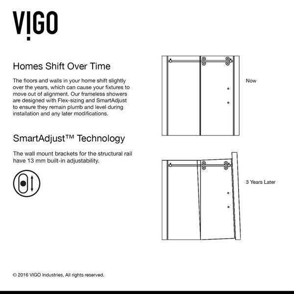 VIGO Winslow 34 in. L x 58 in. W x 74 in. H Frameless Sliding Shower Enclosure in Chrome with Clear Glass and Handle