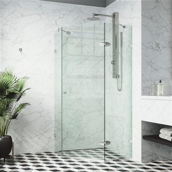 VIGO Verona&nbsp;38-in D x&nbsp;38-in W x&nbsp;73-in H Frameless Chrome Hinged Shower Enclosure with Clear Glass