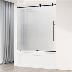 VIGO VIGO Elan E-Class 60 in. x 66 in. Frameless Sliding Tub Door in Matte Black with Fluted Glass