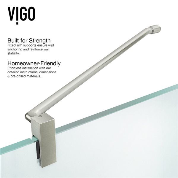 VIGO Monteray 30 in. L x 46 in. W x 73 in. H Frameless Hinged Shower Enclosure in Brushed Nickel with Clear Glass