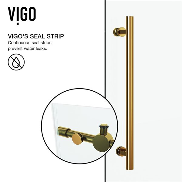 VIGO Winslow&nbsp;36-in D x&nbsp;48-in W x&nbsp;80-in H Frameless Matte Brushed Gold Sliding Shower Enclosure w/ Clear Glass and Base