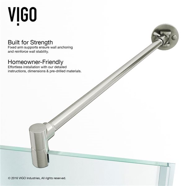 VIGO Gemini 48 in. W x 79 in. H Frameless Hinged Shower Enclosure in Brushed Nickel with Clear Glass