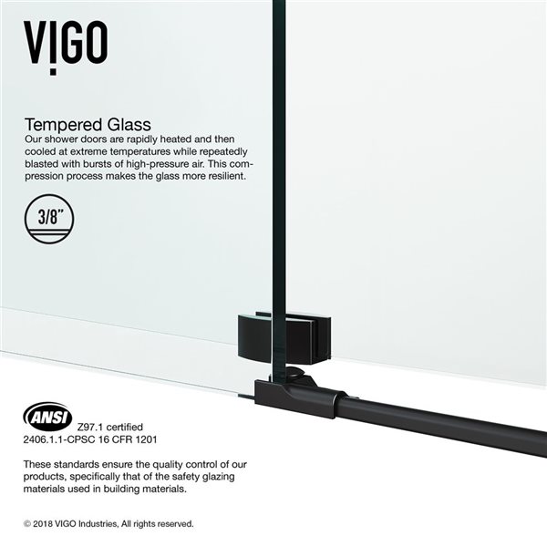 VIGO Winslow&nbsp;36-in D x&nbsp;48-in W x&nbsp;80-in H Frameless Matte Black Sliding Shower Enclosure with Clear Glass and Base