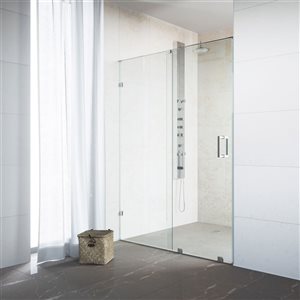 VIGO Ryland 58 to 60 in. W x 73 in. H Frameless Track Sliding Shower Door in Chrome with Clear Glass and Handle