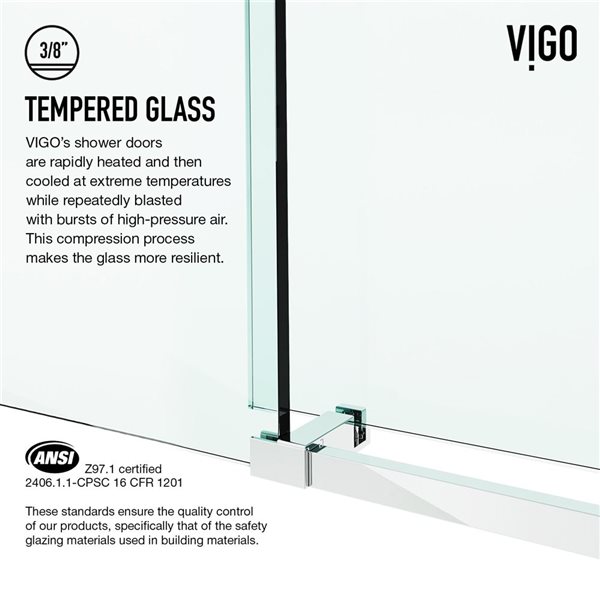 VIGO Elan E-Class 36-in D x&nbsp;48-in W x&nbsp;82-in H Frameless Chrome Sliding Shower Enclosure with Clear Glass and Base