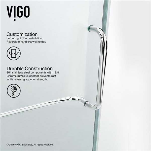 VIGO Monteray&nbsp;32-in D x&nbsp;32-in W x&nbsp;79-in H Frameless Chrome Hinged Shower Enclosure with Clear Glass and Base