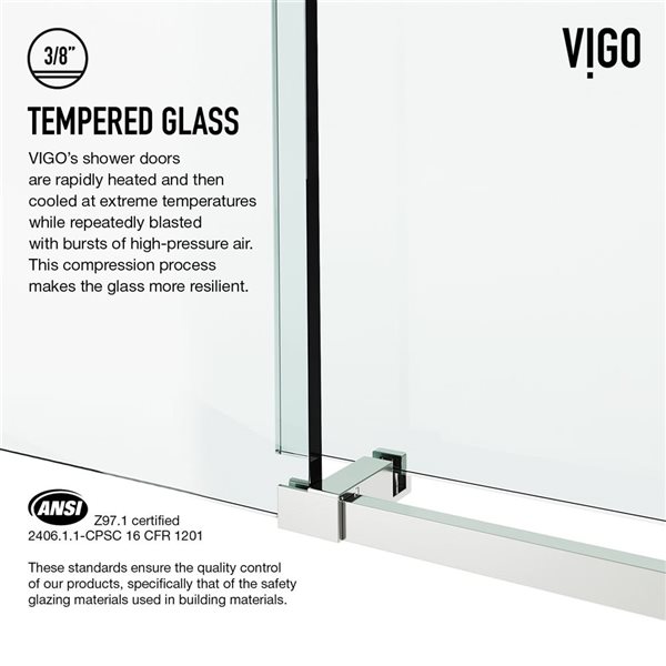 VIGO Elan E-Class 36 x&nbsp;48-in W x&nbsp;82-in H Frameless Sliding Stainless Steel Shower Enclosure with Clear Glass and Base