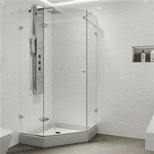 VIGO Verona 36 in. W x 79 in. H Frameless Hinged Shower Enclosure in Chrome with Clear Glass