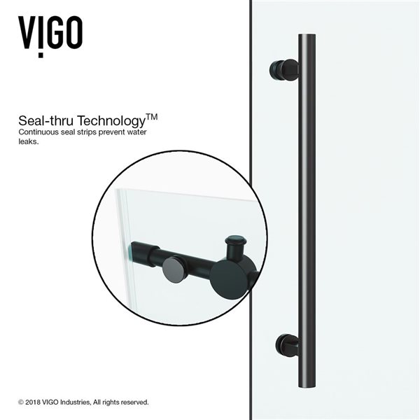 VIGO Winslow&nbsp;36-in D x&nbsp;48-in W x&nbsp;80-in H Frameless Matte Black Sliding Shower Enclosure with Clear Glass and Base