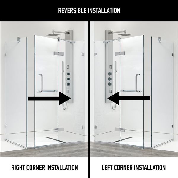 VIGO Monteray&nbsp;36-in D x&nbsp;48-in W x&nbsp;79-in H Frameless Chrome Hinged Shower Enclosure with Clear Glass and Base