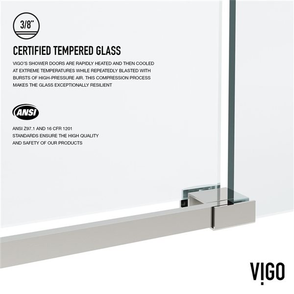 VIGO Elan&nbsp;68 to 72-in W x&nbsp;76-in H Frameless Stainless Steel Sliding Shower Door with Clear Glass and Handle