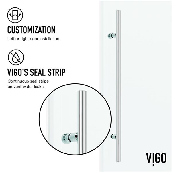 VIGO Elan E-Class 36-in D x&nbsp;48-in W x&nbsp;82-in H Frameless Chrome Sliding Shower Enclosure with Clear Glass and Base