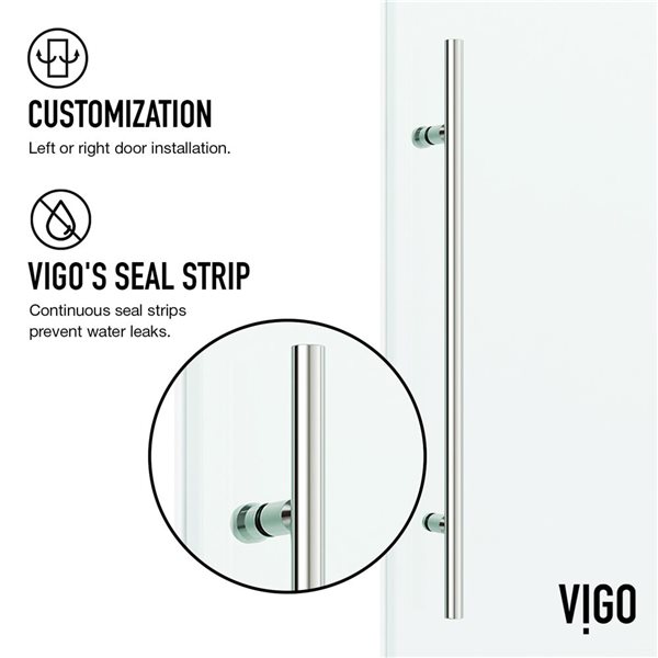 VIGO Elan E-Class 36 x&nbsp;48-in W x&nbsp;82-in H Frameless Sliding Stainless Steel Shower Enclosure with Clear Glass and Base