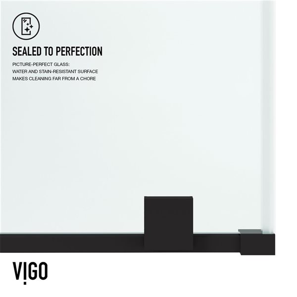 VIGO Ryland 58 to 60 in. W x 72.75 in. H Frameless Track Sliding Shower Door in Matte Black with Clear Glass and Handle