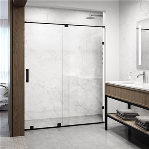 VIGO Ryland 58 to 60 in. W x 72.75 in. H Frameless Track Sliding Shower Door in Matte Black with Clear Glass and Handle