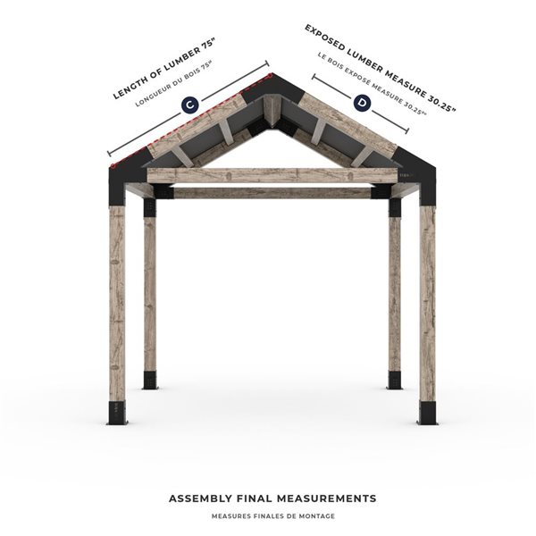 Trousse de pergola simple Toja GRID 30 avec hydrofuge supérieur pour des poteaux en bois 6x6, 10x10