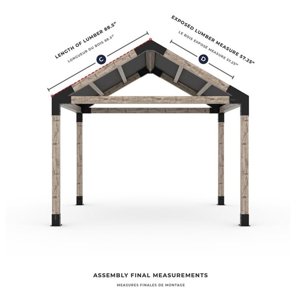 Trousse de pergola simple Toja GRID 30 avec hydrofuge supérieur pour des poteaux en bois 6x6, 12x10