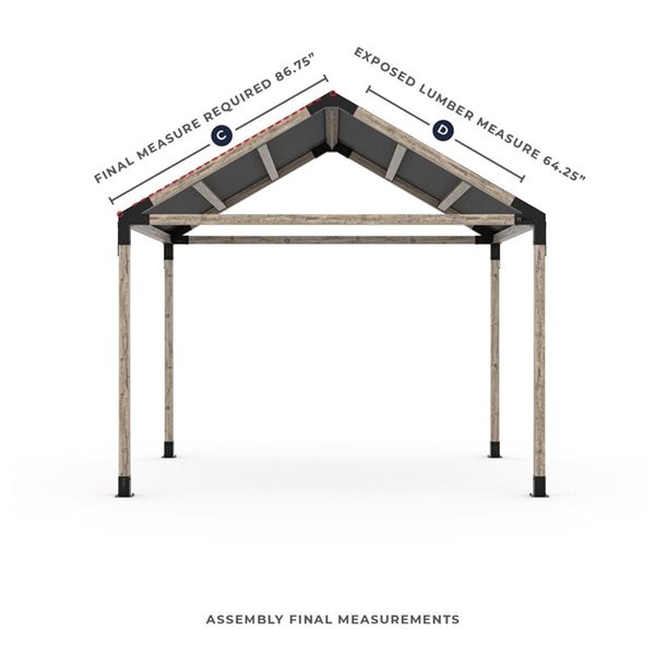 Toja GRID 30 Single Pergola Kit with Water-Repellant Top for 4x4 Wood - 12x10