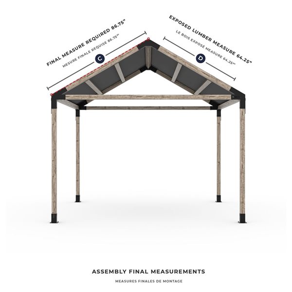 Trousse de pergola simple Toja GRID 30 avec hydrofuge supérieur pour des poteaux en bois 4x4, 12x12