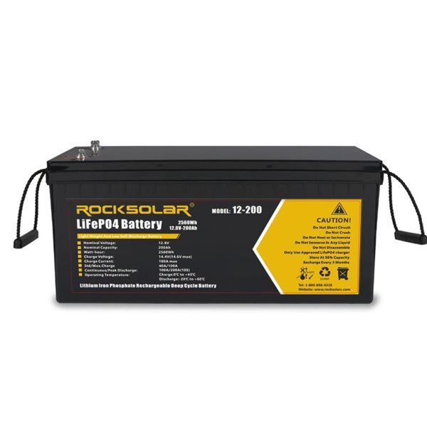 Rocksolar 12 V 200 Ah Deep Cycle Lithium Battery (LIFEPO4)