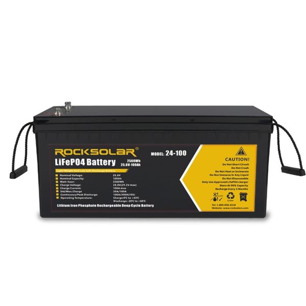 Rocksolar 24 V 100 Ah Deep Cycle Lithium Battery (LIFEPO4)