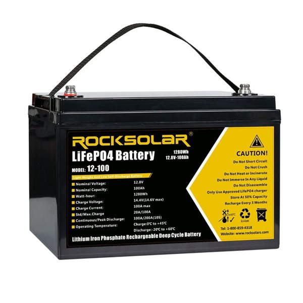 Rocksolar 12 V 100 Ah Deep Cycle Lithium Battery (LIFEPO4)