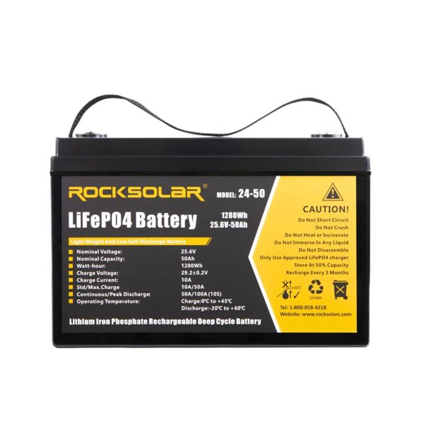 Rocksolar 24 V 50 Ah Deep Cycle Lithium Battery (LIFEPO4)