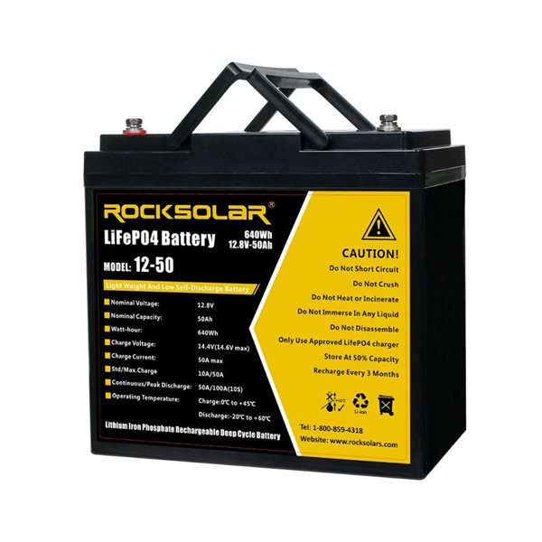 Rocksolar 12 V 50 Ah Deep Cycle Lithium Battery (LIFEPO4)