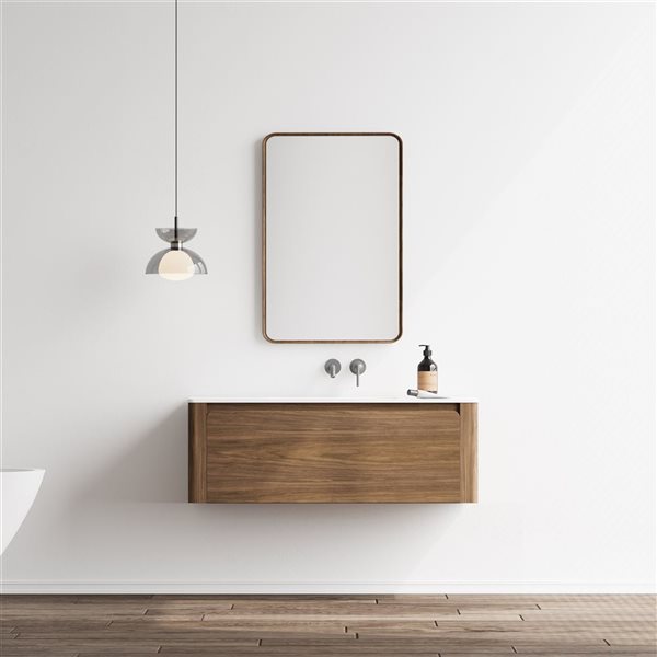 GEF Elaina Collection 24-in Mirror with Walnut Frame