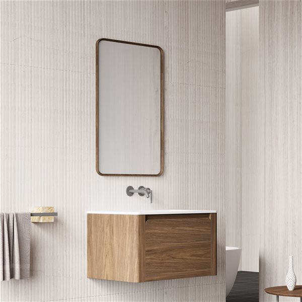 GEF Elaina Collection 24-in Mirror with Walnut Frame