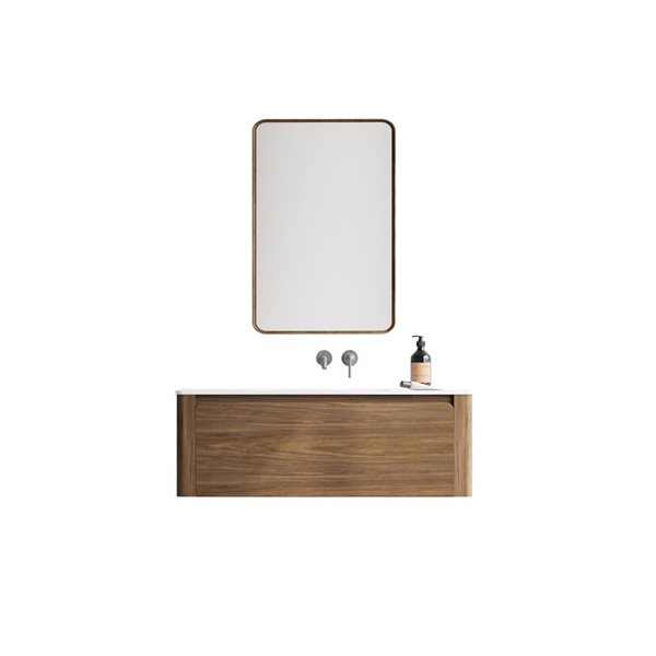 GEF Elaina Collection 24-in Mirror with Walnut Frame