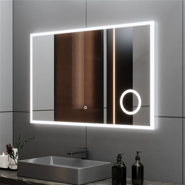 GEF Nicole Collection 48-in LED Mirror with magnifying mirror and anti-fog function